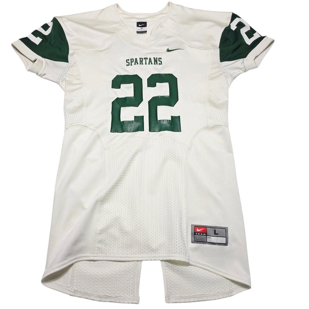 Michigan State Spartans #22 Nike Team Issued White Men's Size Large Jersey